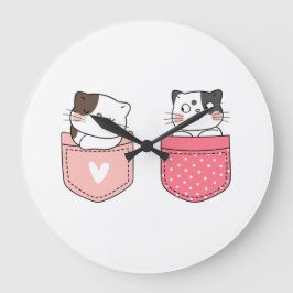 Niedlich Kitty Cat Große Wanduhr