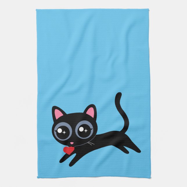 Niedlich Kitty Cat Herzdieb Geschenk für Freundin Geschirrtuch (Vertikal)