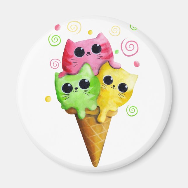 Niedlich Kitty Cat Ice Creme Magnet (Vorne)