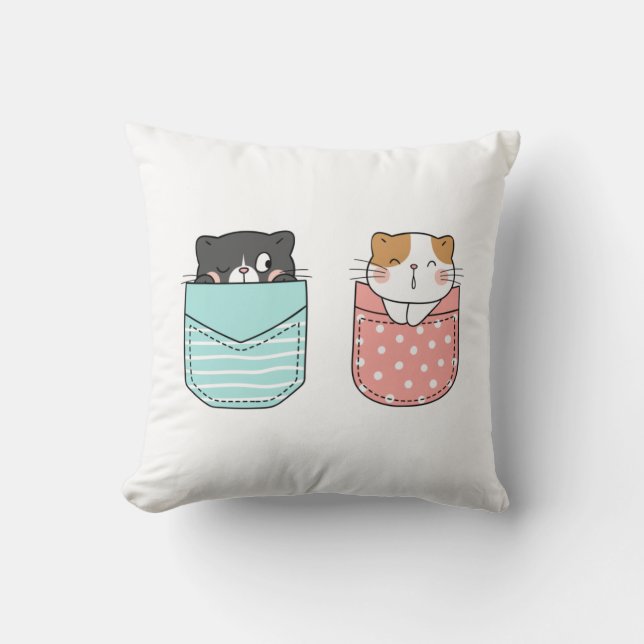 Niedlich Kitty Cat Kissen (Vorderseite)