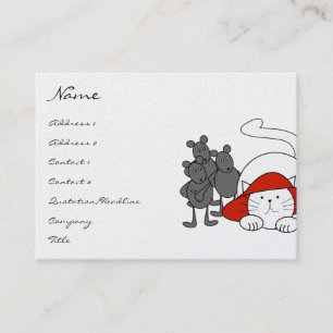 Niedlich Kitty Cat Mice Business Cards Red Hat Visitenkarte