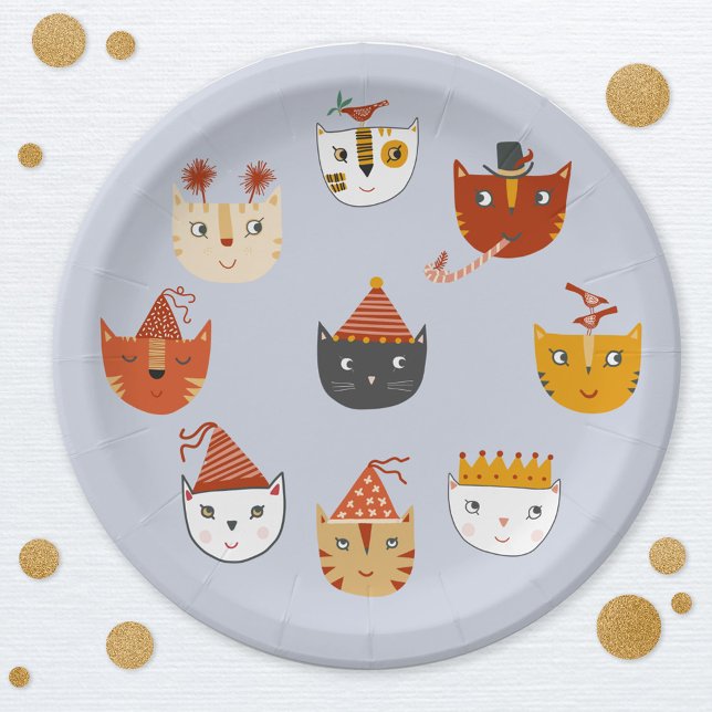 Niedlich Kitty Cat Pappteller (Cute kitty cat themed party paper plates)
