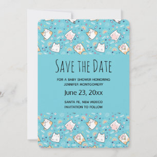 Niedlich Kitty Cat Pattern Whimsical Save The Date