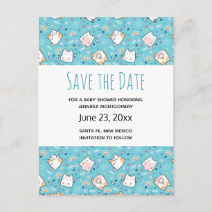 Niedlich Kitty Cat Pattern Whimsical Save the Date Einladungspostkarte