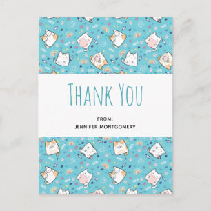 Niedlich Kitty Cat Pattern Whimsical Vielen Dank Postkarte