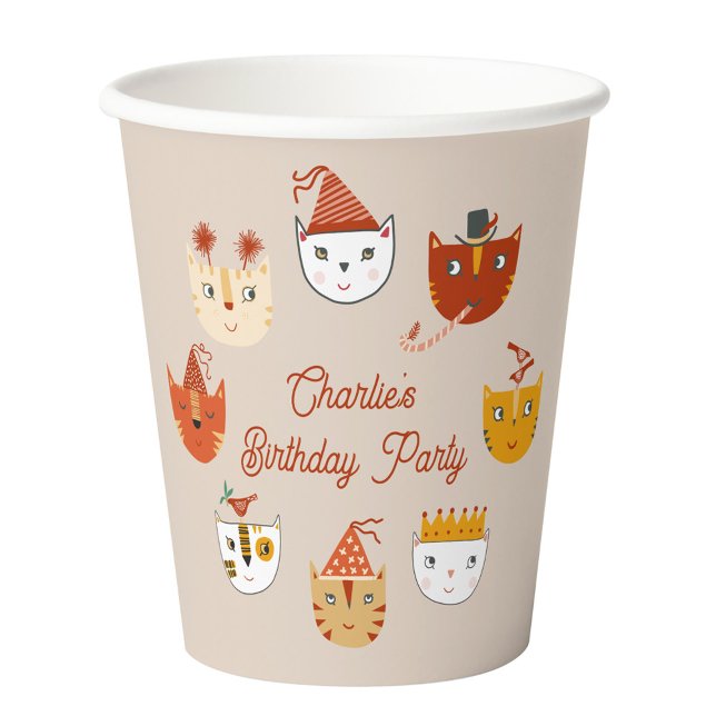 Niedlich Kitty Cat Personalisiert Geburtstag Pappbecher (Cute kitty cat personalized birthday party paper cup)