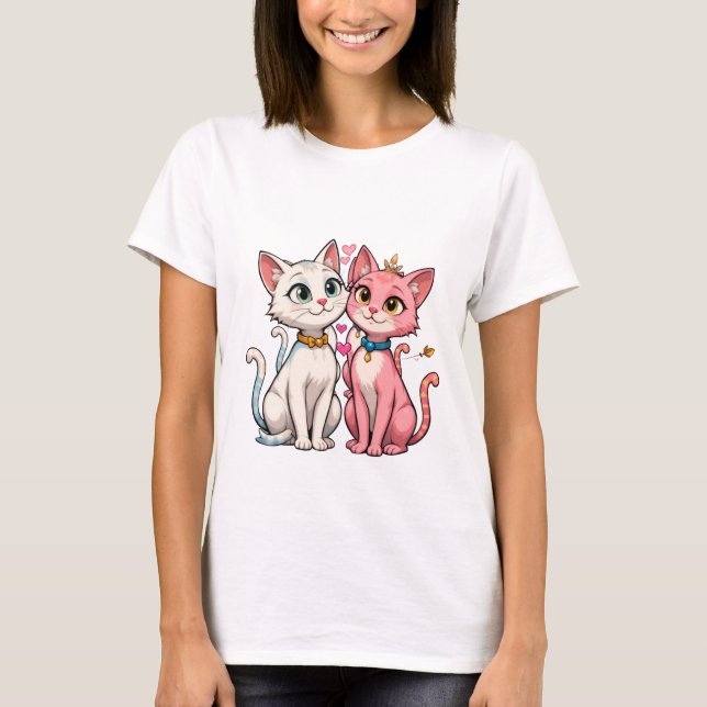Niedlich Kitty Cats Beste Freunde T-Shirt (Vorderseite)