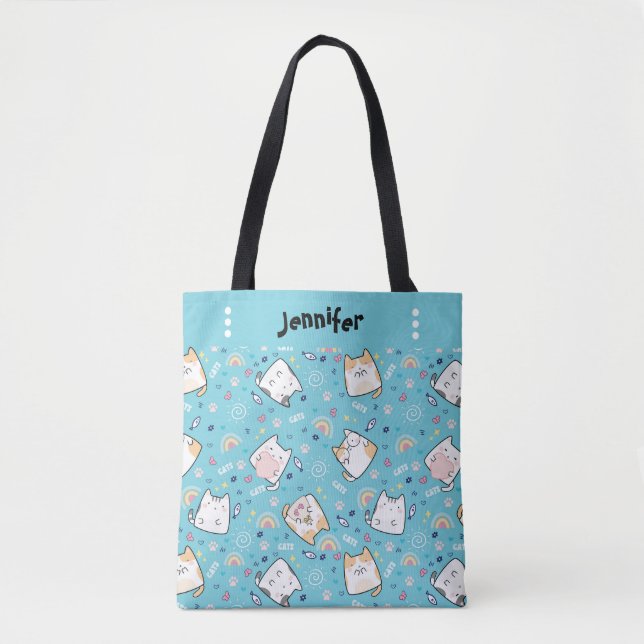 Niedlich Kitty Cats Whimsical Pattern Tasche (Vorderseite)