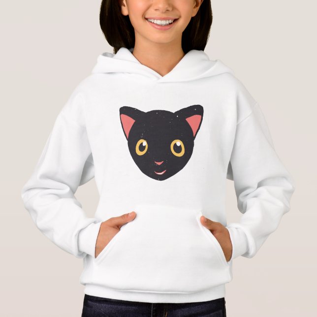 Niedlich Kitty Face Black Kitten Hoodie (Vorderseite)