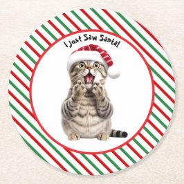 Niedlich Kitty Funny Christmas Cat Paper Untersetz Runder Pappuntersetzer