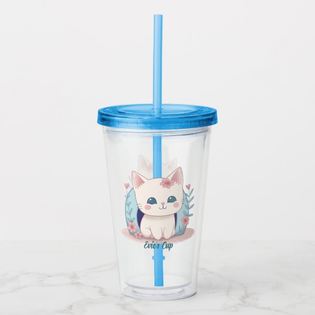 Niedlich Kitty Kawaii Chibi Acryltrinkbecher (Vorderseite)