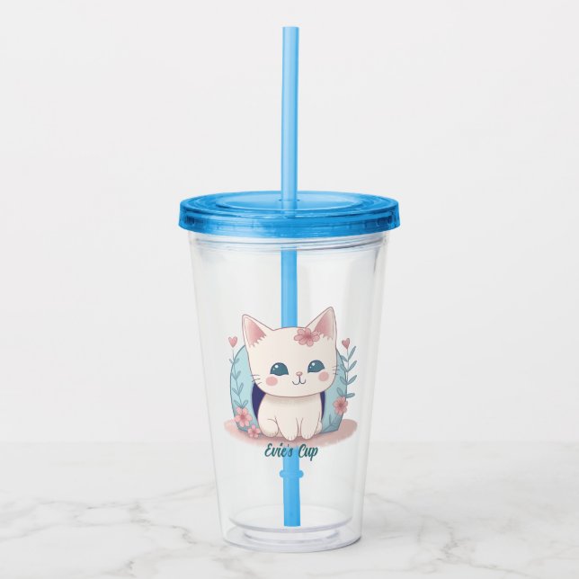 Niedlich Kitty Kawaii Chibi Acryltrinkbecher (Vorderseite)