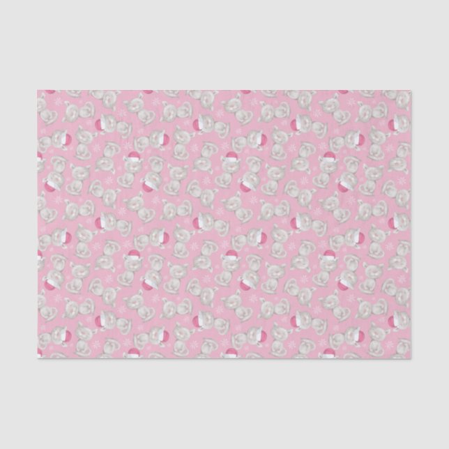 Niedlich Kitty Pink Weihnachtsmannmütze Weihnachte Seidenpapier (Vorderseite)