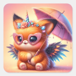 Niedlich Kitty Quadratischer Aufkleber
