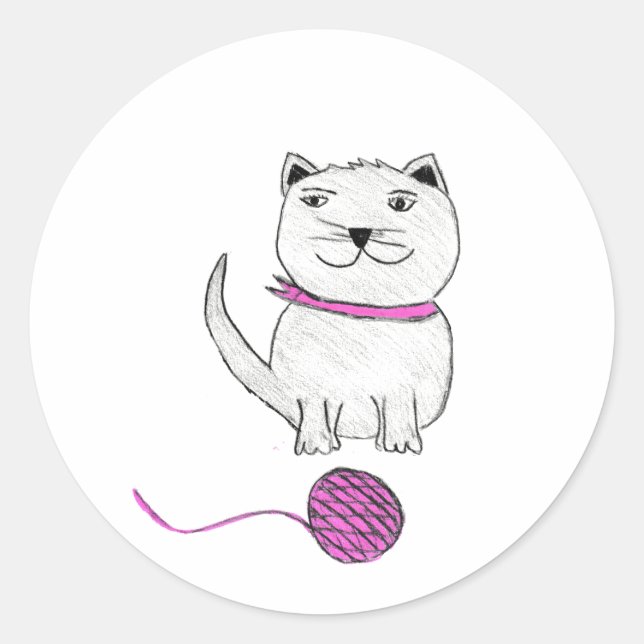 Niedlich Kitty Runder Aufkleber (Vorderseite)