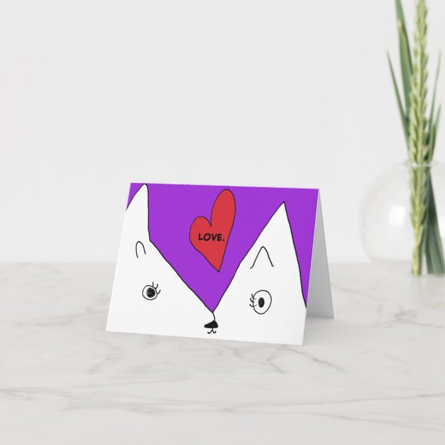 Niedlich Kitty Sends Liebe Notecard Karte (Vorderseite)
