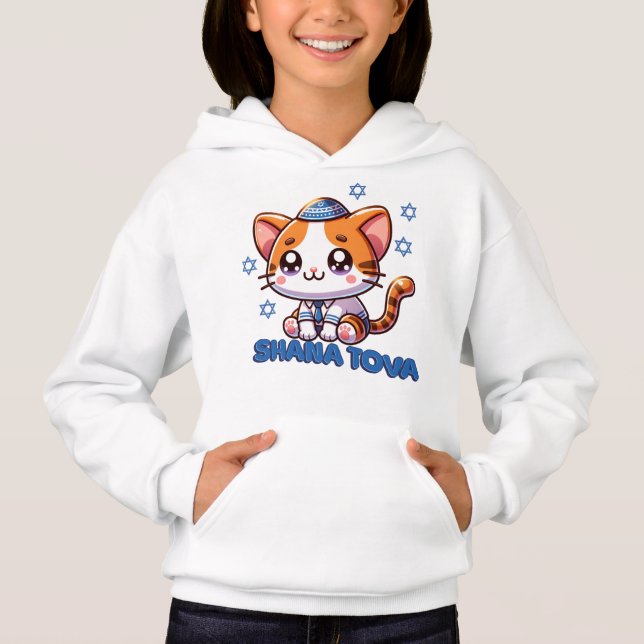 Niedlich Kitty Shana Tova Hoodie (Vorderseite)