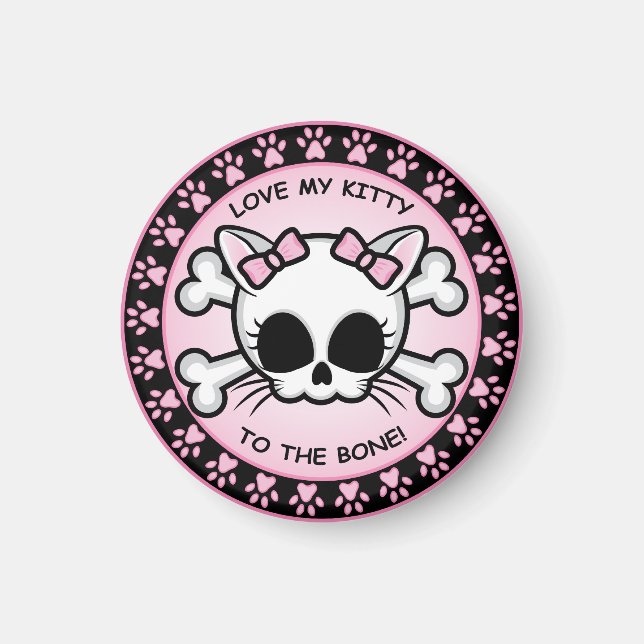 Niedlich Kitty Skull Magnet (Vorne)