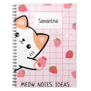 Niedlich Kitty Strawberry Notebook Notizblock