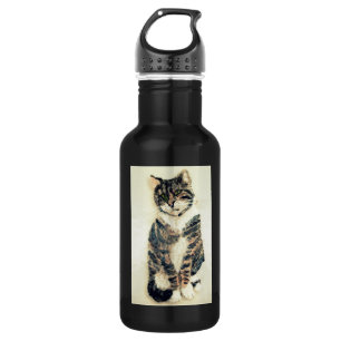 Niedlich Kitty Tabby Cat Art Edelstahlflasche