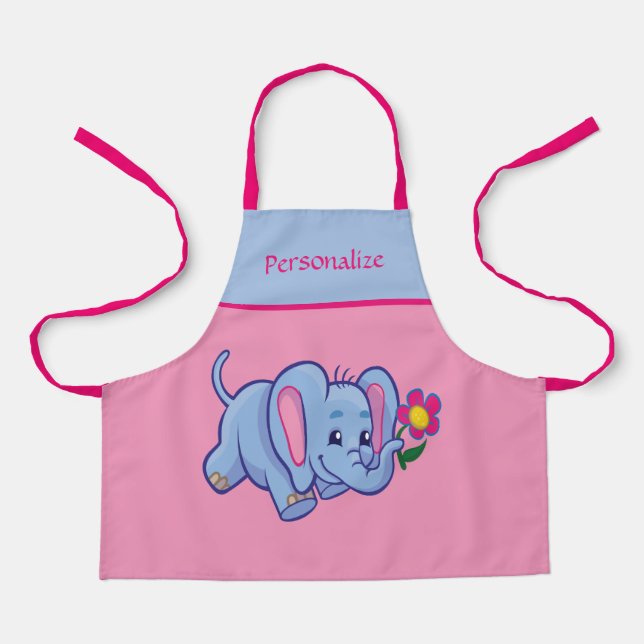 Niedlich Kleine Baby Elephant Blume Kinder Persona Schürze (Vorderseite)