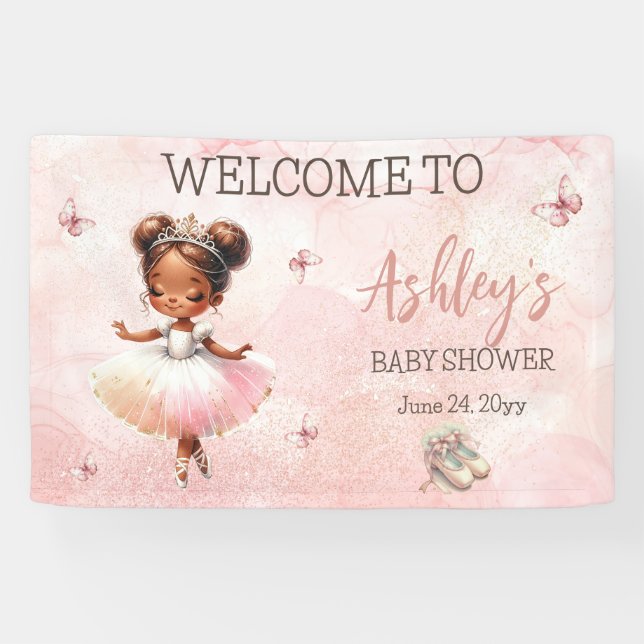 Niedlich Kleine Ballerina Pink Tutu Babydusche Banner (Horizontal)