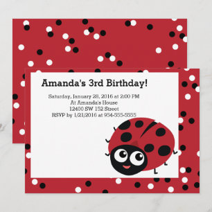 Niedlich KLEINE ROTE LADYBUG Tiere Geburtstag Einladung