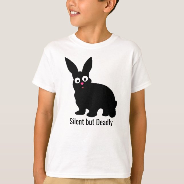 Niedlich, knuddelig, schwarzes Kaninchen - still,  T-Shirt (Vorderseite)