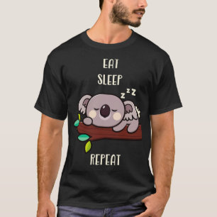 Niedlich Koala aß Sleep Wiederholung lustige Tiere T-Shirt