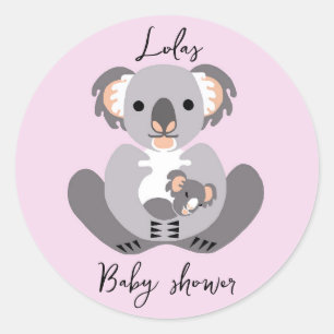 Niedlich KOALA - Babydusche - Tier - Persönlich Runder Aufkleber