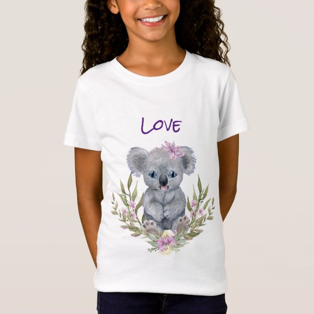Niedlich Koala Bear Floral T-Shirt (Vorderseite)
