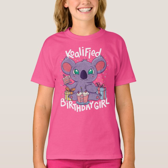 Niedlich Koala Bear Koalified Birthday Girl Pink T-Shirt (Vorderseite)