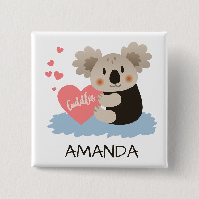 Niedlich Koala Cuddles ID386 Button (Vorderseite)