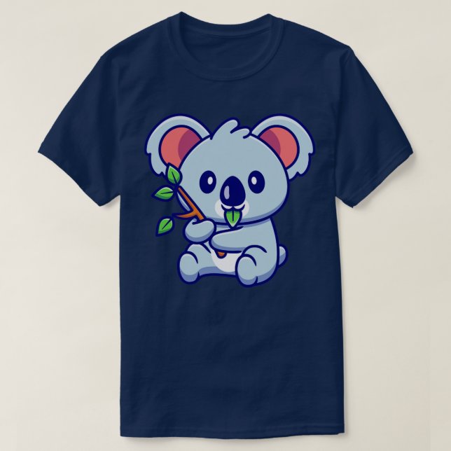 Niedlich Koala Eating Leaf T-Shirt (Design vorne)