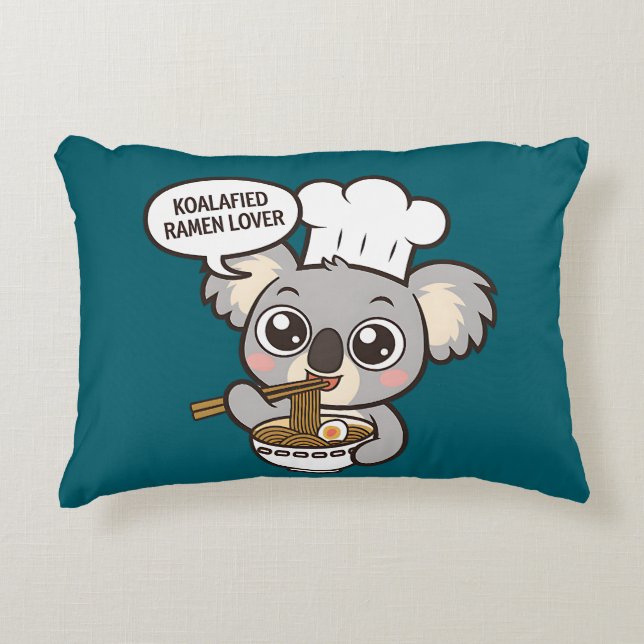 Niedlich Koala genießt Ramen Dekokissen (Vorderseite)