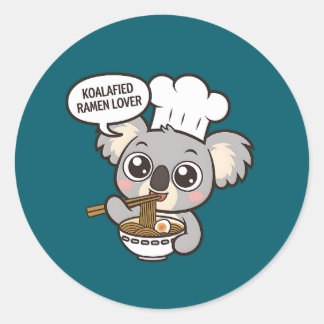 Niedlich Koala genießt Ramen Runder Aufkleber