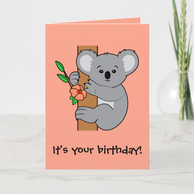 Niedlich Koala Happy Birthday Karte (Vorderseite)
