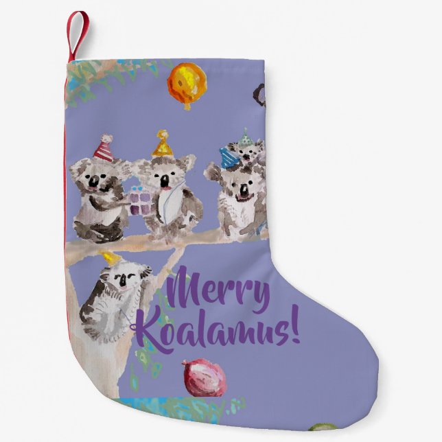 Niedlich Koala Merry Koalamus Purpl Strumpf Kleiner Weihnachtsstrumpf (Vorderseite)