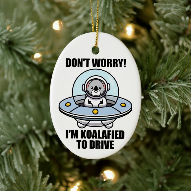 Niedlich Koala neuer Treiber Ich bin koalafied, um Keramik Ornament (Baum)