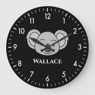 Niedlich Koala Personalisierter Individuelle Name Große Wanduhr