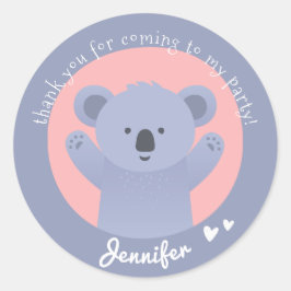 Niedlich Koala - Personalisierter Kindergeburtstag Runder Aufkleber
