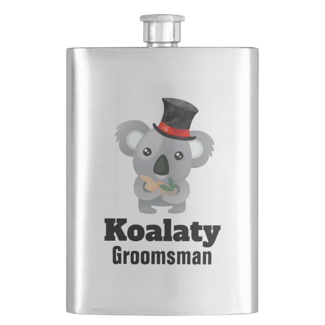 Niedlich Koala Pun Koalaty Trauzeuge Flachmann (Vorderseite)