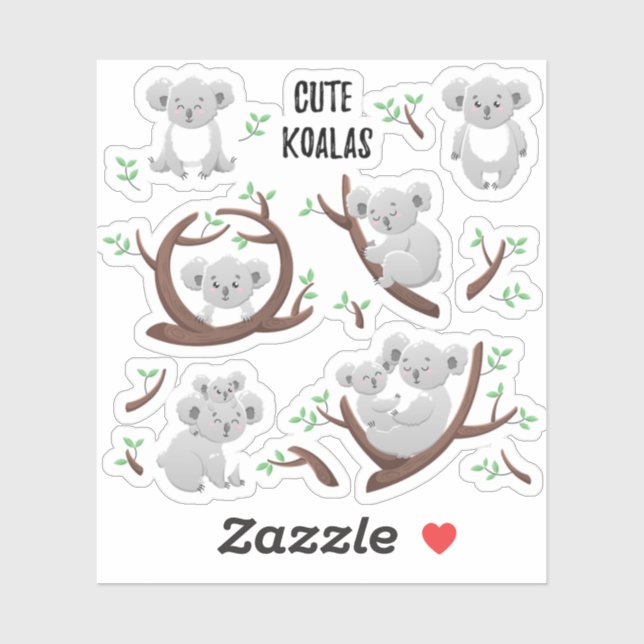 Niedlich koala spielt mit dem schönen Jungen Austr Aufkleber (Blatt)