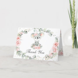 Niedlich Koalas Pink Blumengrün Girl Babydusche Dankeskarte