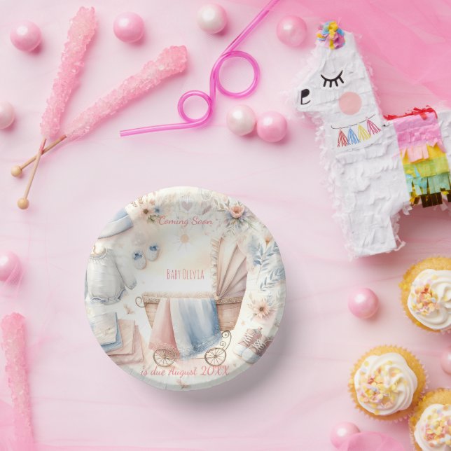 Niedlich kommende Ankündigung Einladung Pappteller (Party)