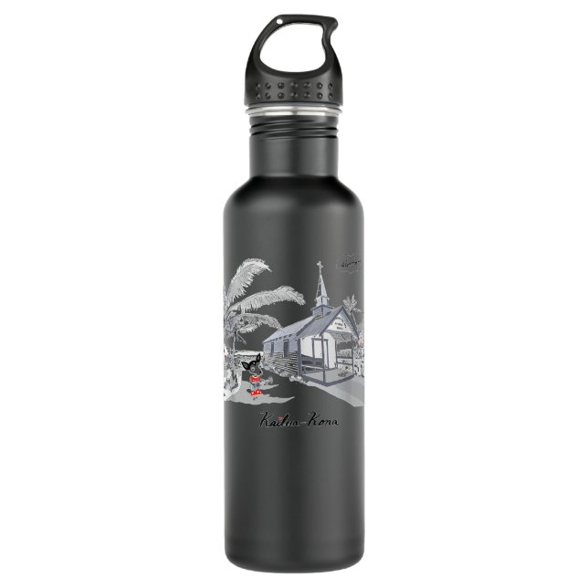 Niedlich Kona Hawaii Hand Drawn No2 Edelstahlflasche (Vorderseite)