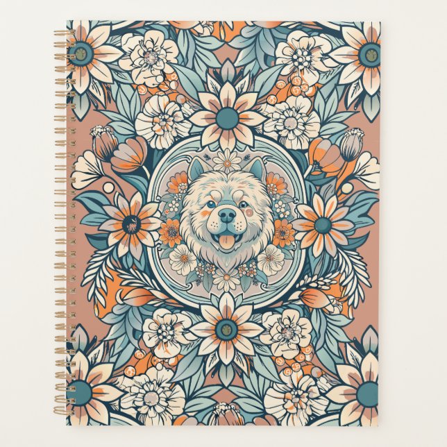 niedlich-Kopf-Chow-mit-Blume Planer (Vorderseite)
