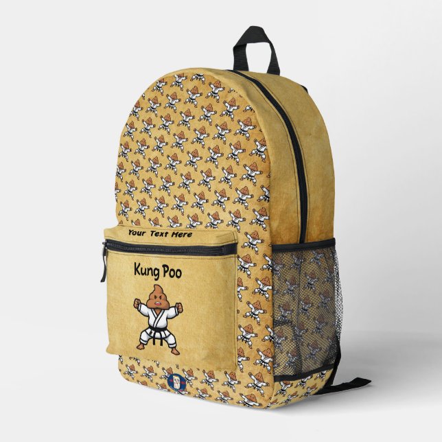Niedlich Kung Poo Karate Bedruckter Rucksack (Rückseitige Ecke Rechts)
