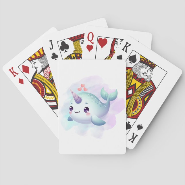 Niedlich/küste/nautische Narwale Spielkarten (Rückseite)