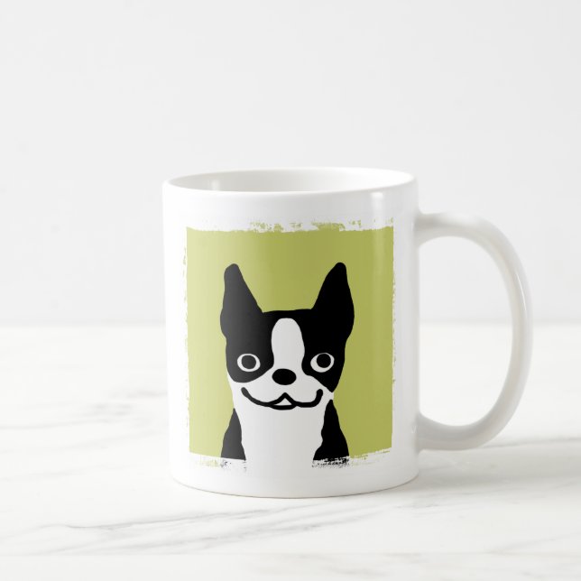 Niedlich Lächeln Boston Terrier Cartoon Dog Kaffeetasse (Rechts)